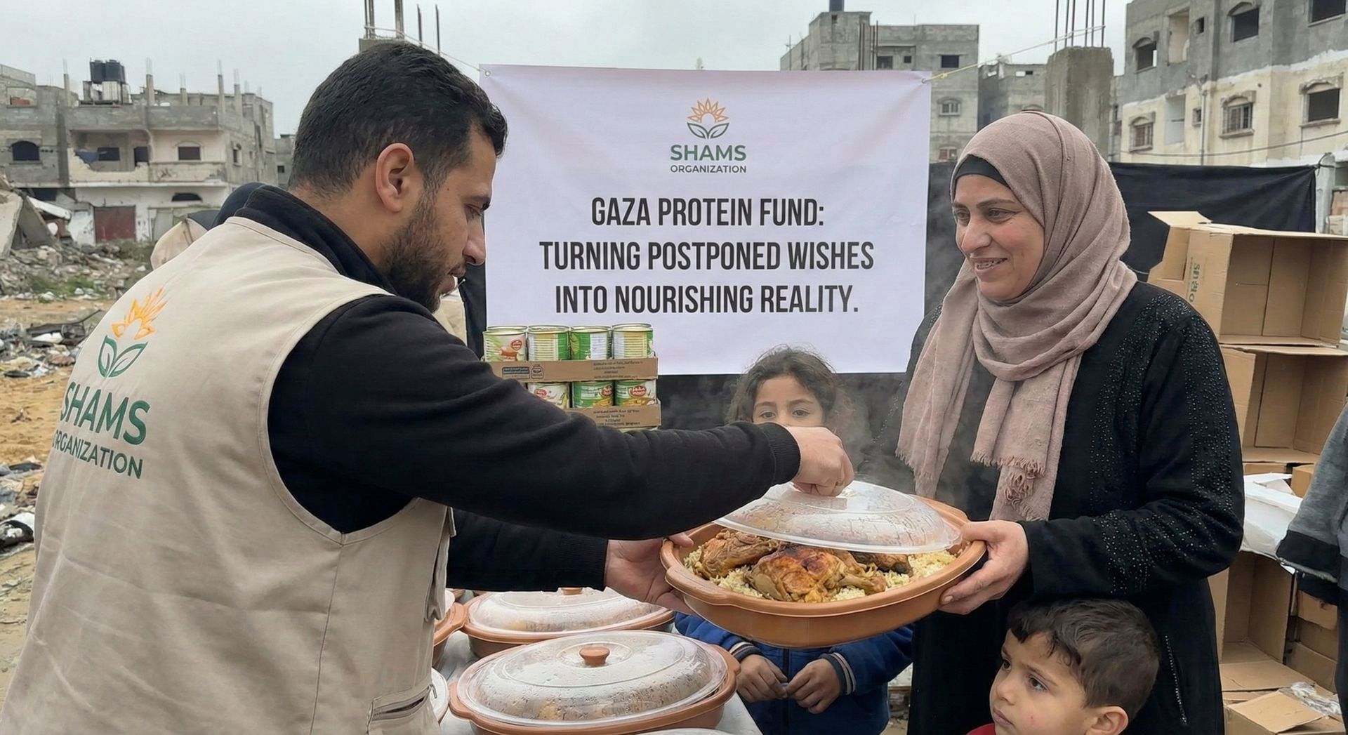 Bring Hope to Gaza's Tables: Help Shams Organization Provide Meat & Chicken